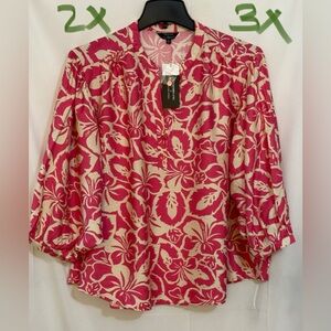 Mlle Gabrielle Pink and Cream Floral Blouse